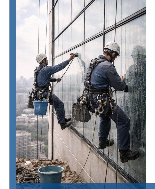 Профессиональная мойка фасадных окон альпинистами в Вольске