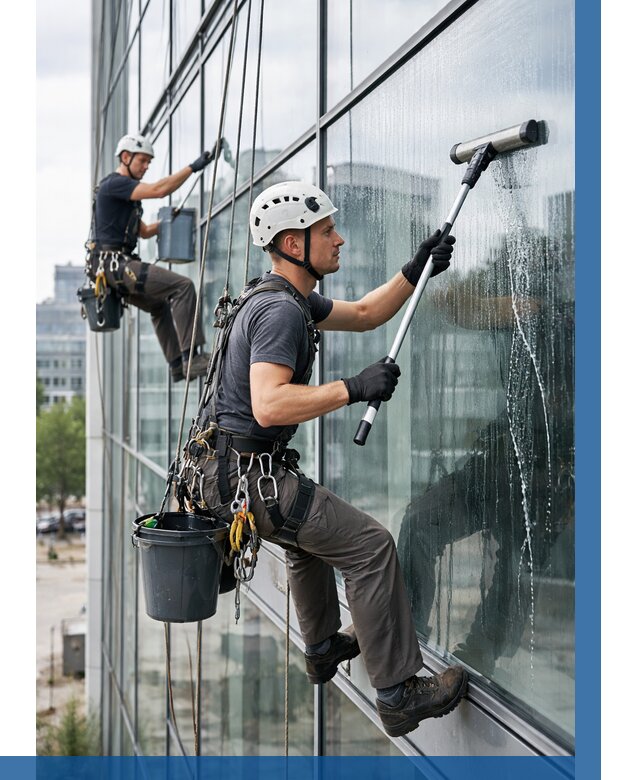 Мойка витражей альпинистами в Вольске от 709 р. под ключ|ВЫСОТНИК-Вль