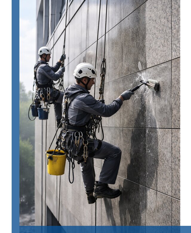 Профессиональная мойка фасада из керамогранита в Вольске