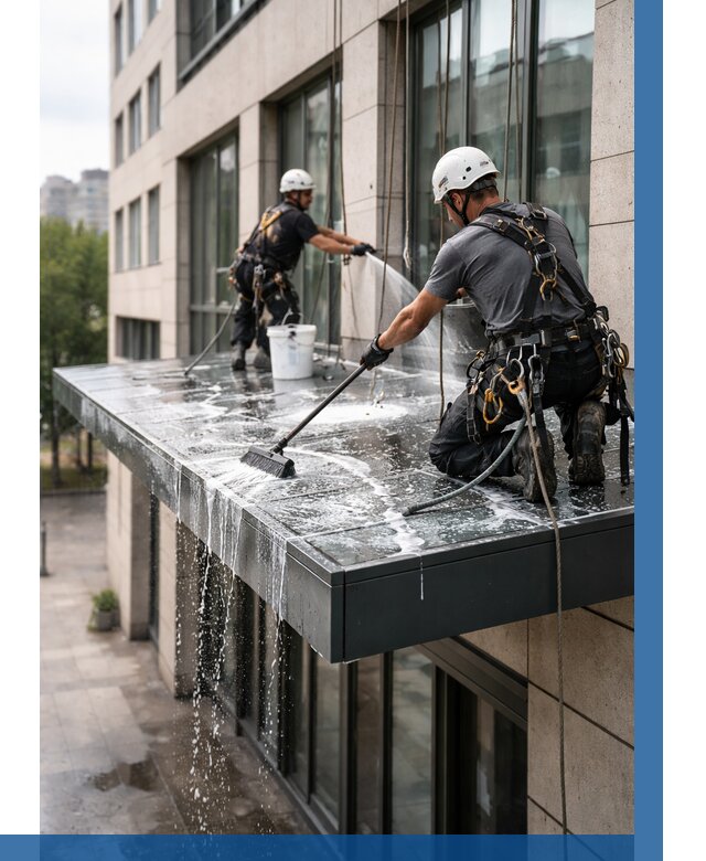 Мойка козырьков и навесов в Вольске от 3544 р. | ВЫСОТНИК-Вль