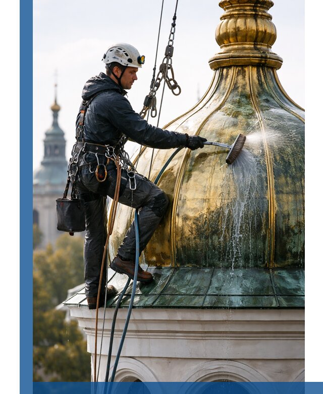 Профессиональная мойка куполов и шпилей высотными альпинистами в Вольске