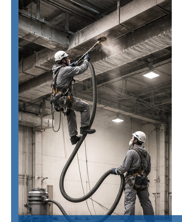 Обеспыливание потолочных конструкций в Вольске промышленным альпинизмом