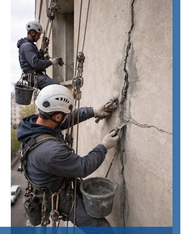 Заделка трещин на фасаде в Вольске от 911 р. | ВЫСОТНИК-Вль