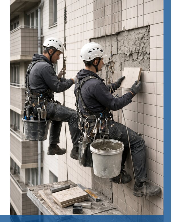 Ремонт облицовки фасада плиткой в Вольске от 1823 р. | ВЫСОТНИК-Вль