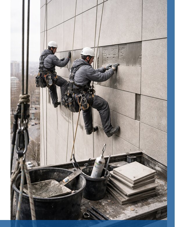 Ремонт фасада из керамогранита в Вольске от 2532 р. | ВЫСОТНИК-Вль