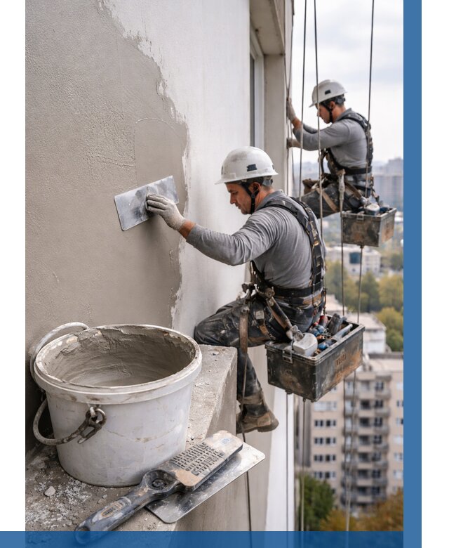 Шпаклевка фасада на высоте в Вольске от 709 р. | ВЫСОТНИК-Вль