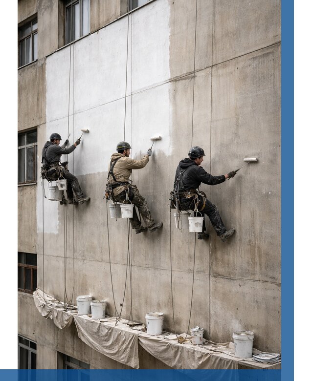 Покраска бетонного фасада в Вольске от 354 р за м2 | ВЫСОТНИК-Вль