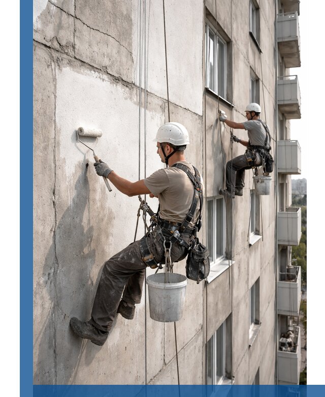 Покраска бетонного фасада в Вольске для жилых и промышленных объектов