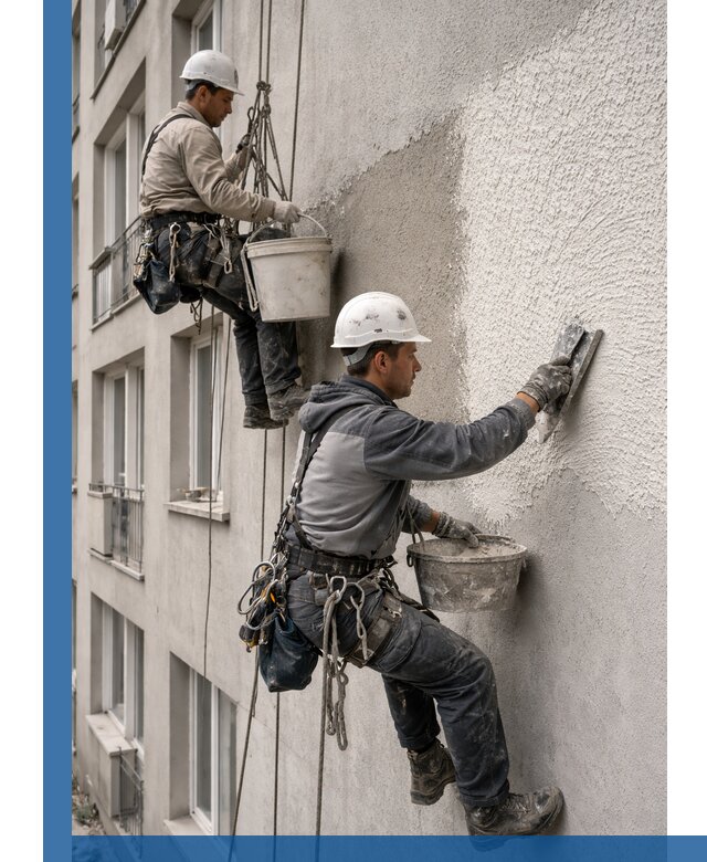 Нанесение декоративной штукатурки короед на фасад в Вольске