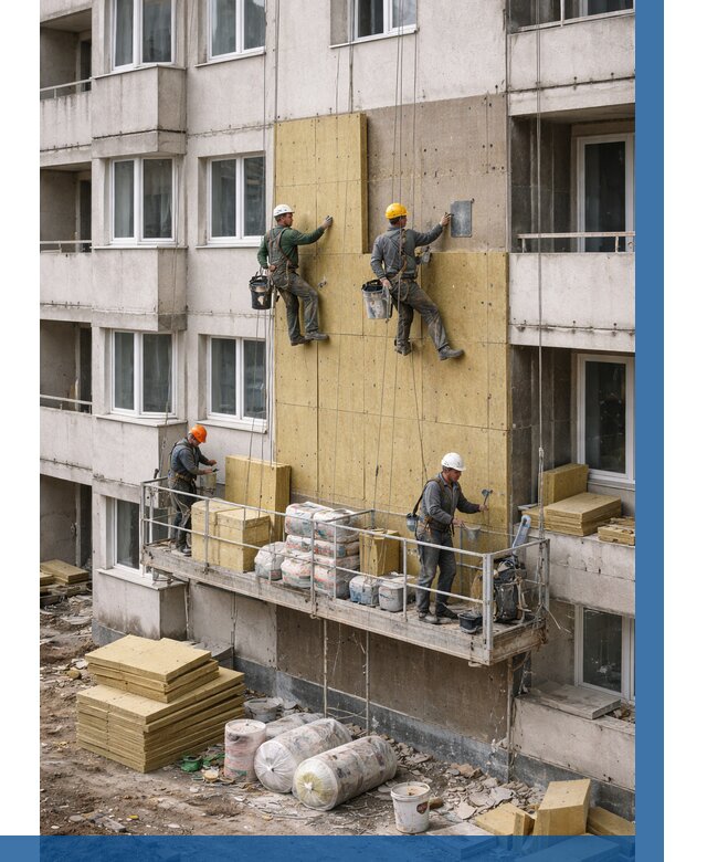 Утепление фасада минватой в Вольске от 1519 р. | ВЫСОТНИК-Вль