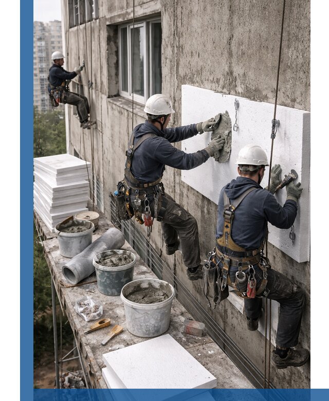 Утепление фасада пенополистиролом в Вольске под ключ