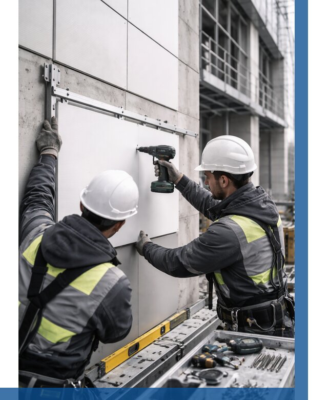 Монтаж композитных панелей фасада в Вольске от 2532 р. | ВЫСОТНИК-Вль