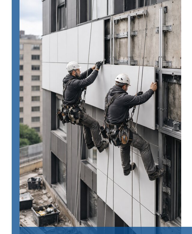 Монтаж композитных панелей фасада в Вольске под ключ