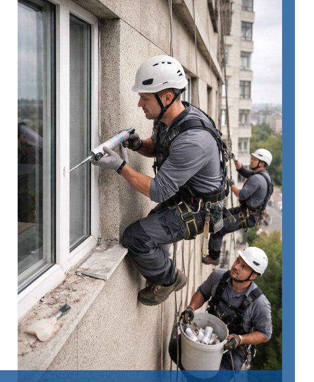 Герметизация оконных швов снаружи в Вольске от 1519 р. | ВЫСОТНИК-Вль