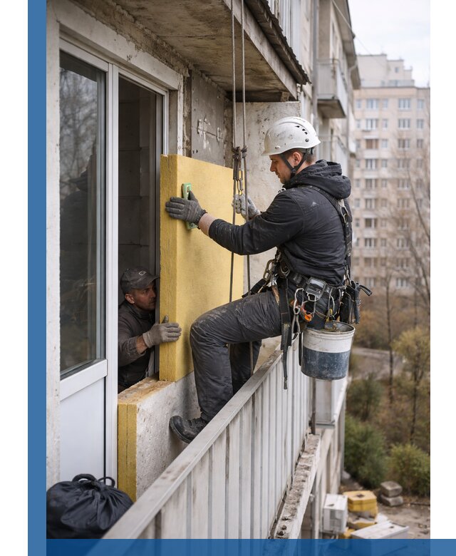 Профессиональное утепление балкона снаружи в Вольске под ключ
