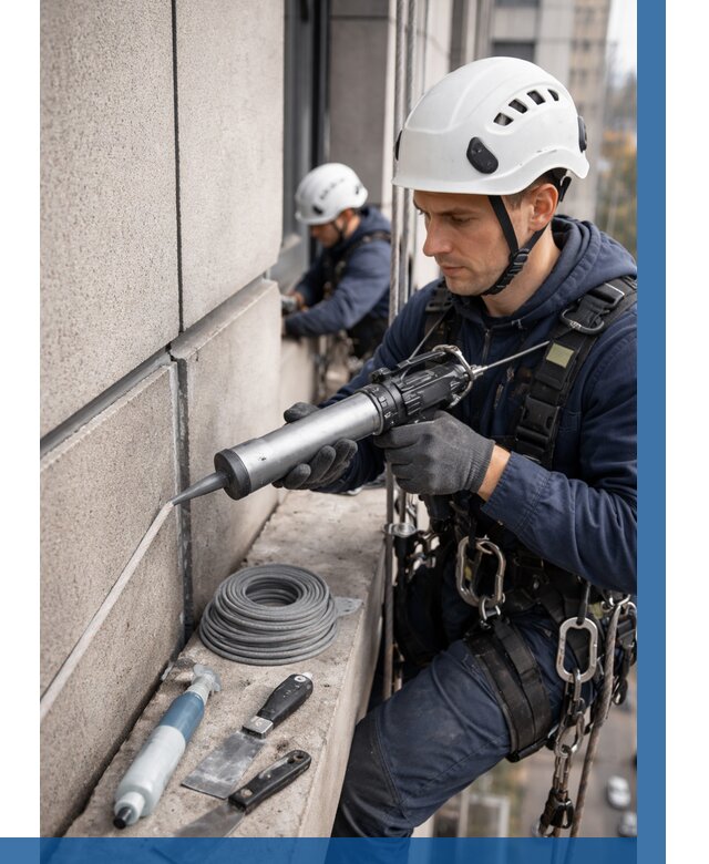 Герметизация деформационных швов фасада в Вольске от 709 | ВЫСОТНИК-Вль