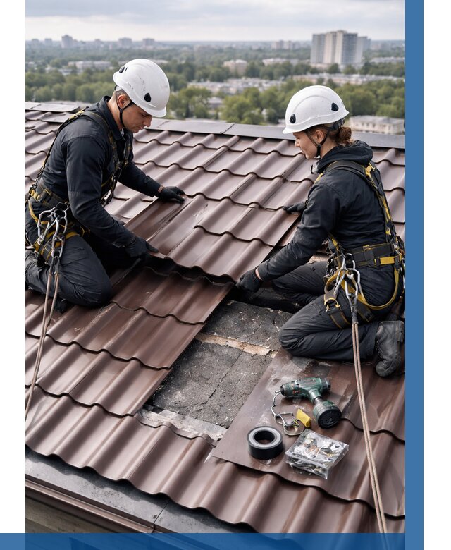 Ремонт металлочерепицы на крыше в Вольске от 911 р. | ВЫСОТНИК-Вль