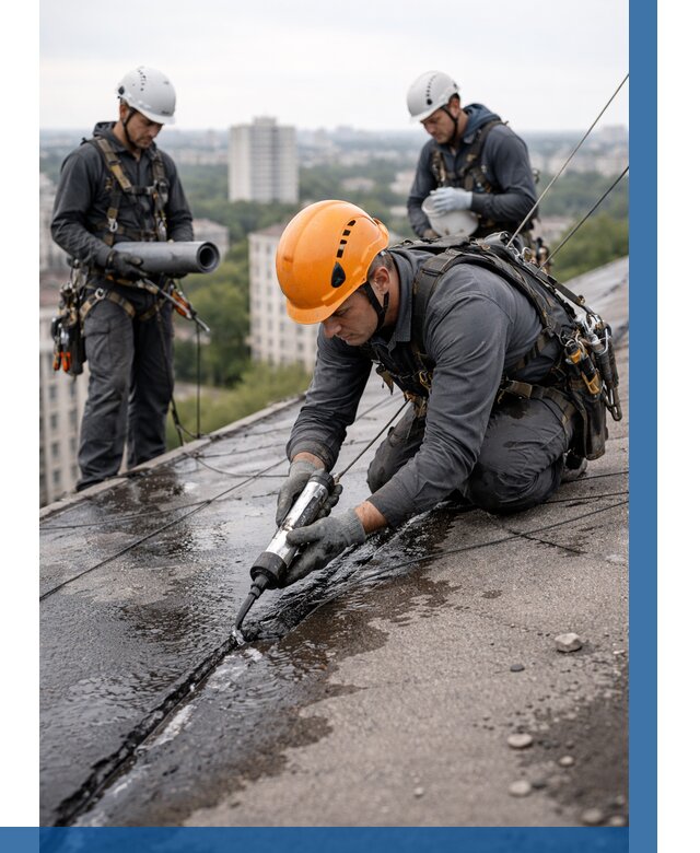 Устранение протечек кровли в Вольске от 12152 р. | ВЫСОТНИК-Вль