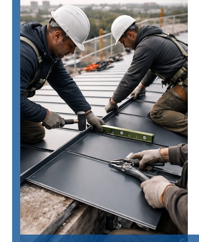 Монтаж фальцевой кровли в Вольске для промышленных зданий