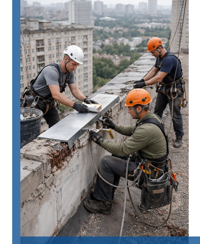 Ремонт парапета на кровле в Вольске, высотные работы с гарантией