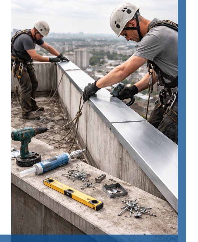 Монтаж парапетных крышек в Вольске от 810 р. | ВЫСОТНИК-Вль