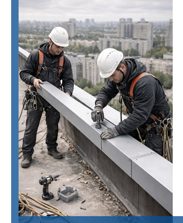 Монтаж парапетных крышек и ограждений кровли в Вольске