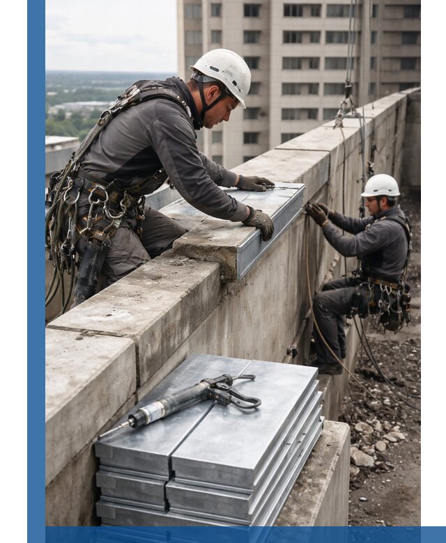 Замена парапетных крышек и установка новых в Вольске