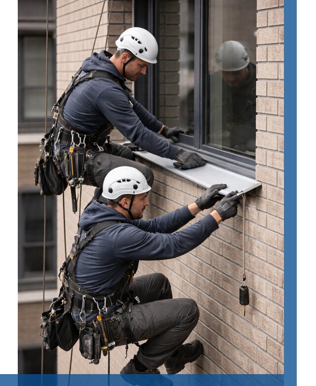 Монтаж оконных отливов под ключ в Вольске от 3544 р. | ВЫСОТНИК-Вль