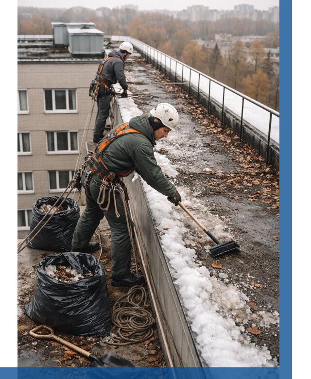 Очистка кровли по периметру в Вольске от 557 р. | ВЫСОТНИК-Вль