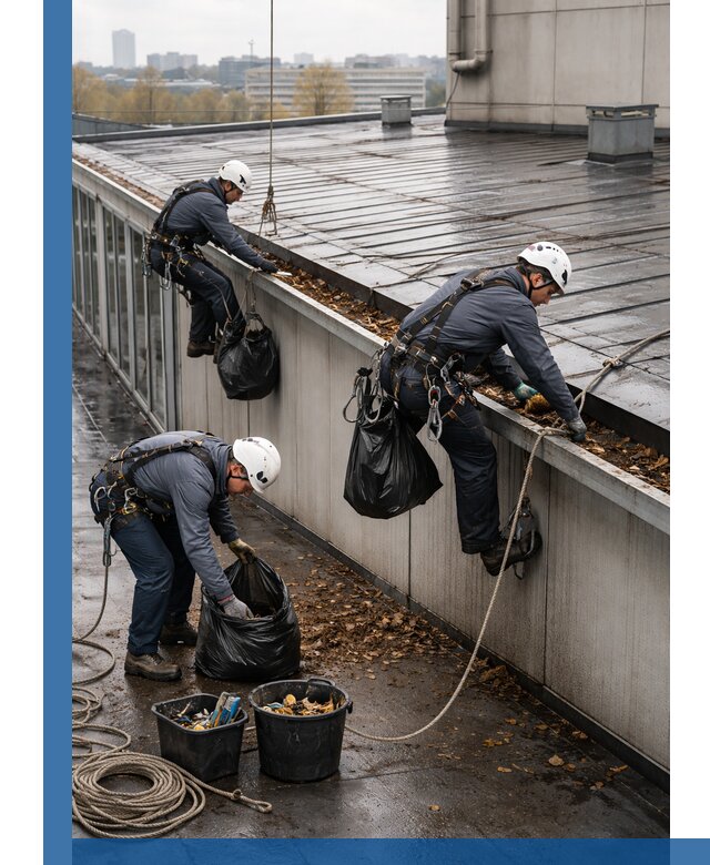 Очистка кровли по периметру в Вольске силами промышленных альпинистов