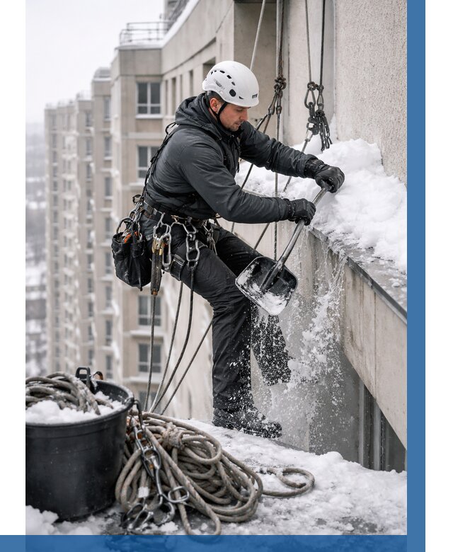 Очистка карнизов от снега в Вольске от 304 р. | ВЫСОТНИК-Вль