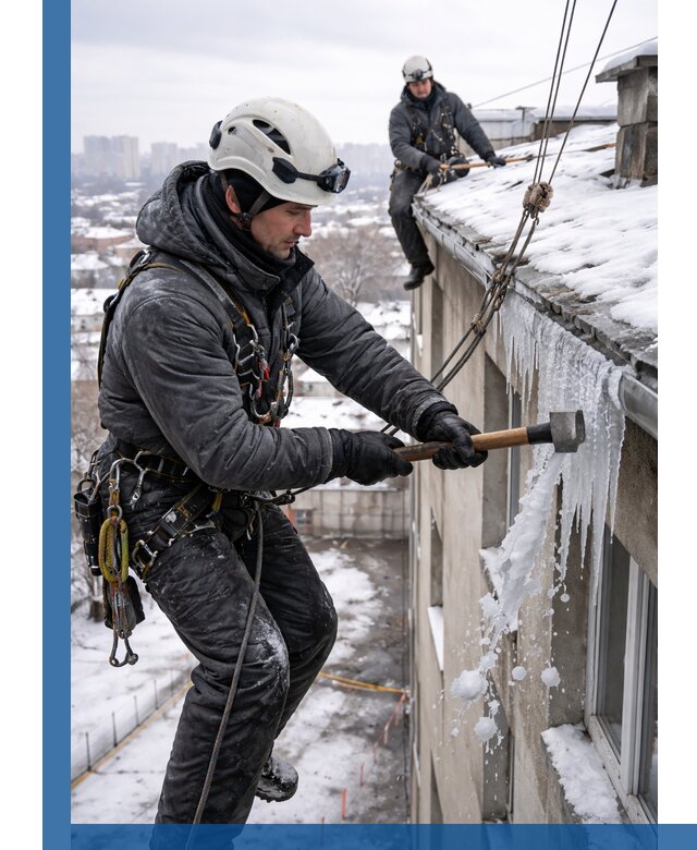 Сбивание и удаление сосулек с крыши в Вольске безопасно