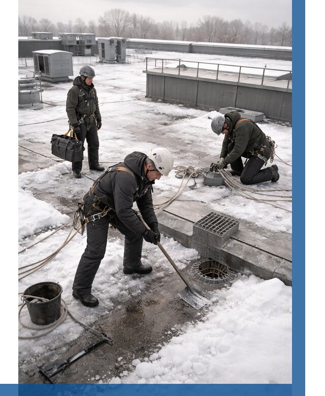 Абонентское обслуживание кровли зимой в Вольске от 8102 р. | ВЫСОТНИК-Вль