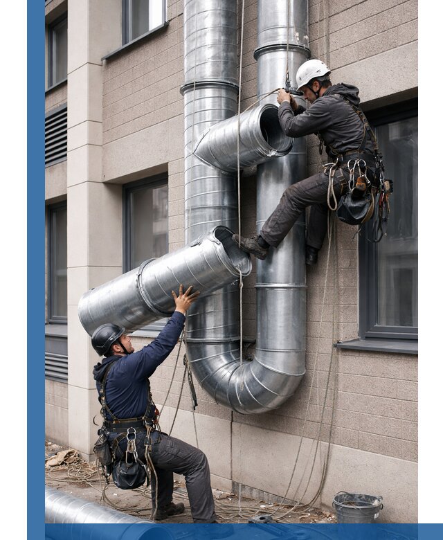 Монтаж фасадных воздуховодов в Вольске с герметизацией и крепежом