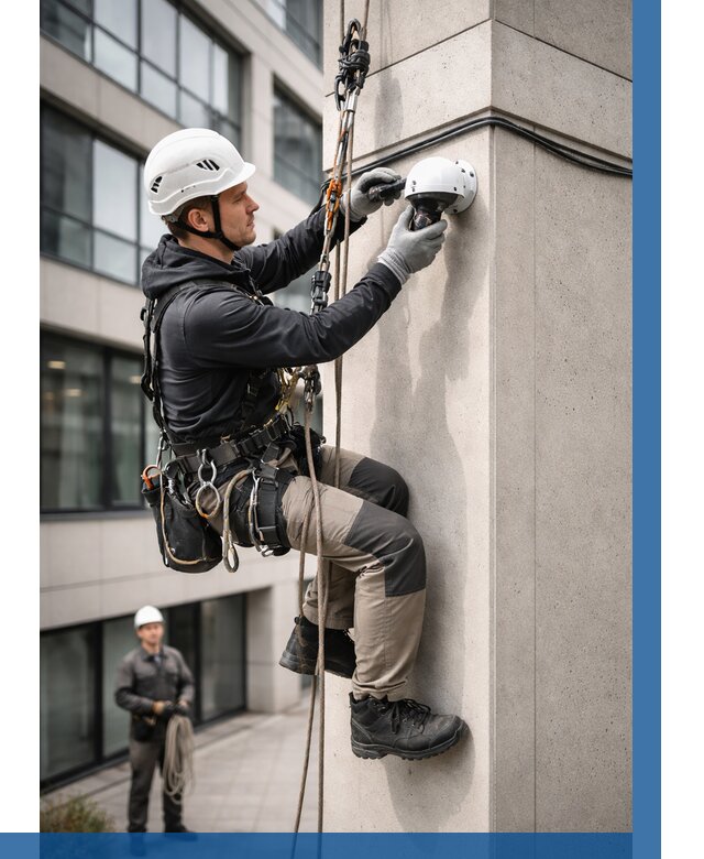 Монтаж камер видеонаблюдения на фасаде в Вольске от 8608 р.-ВЫСОТНИК-Вль