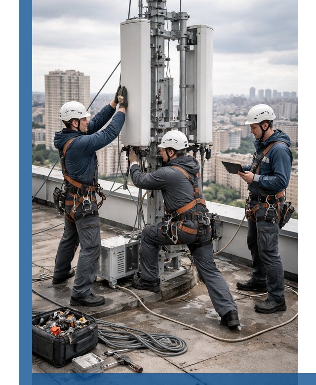 Монтаж антенн связи на крыше в Вольске с вводом в эксплуатацию