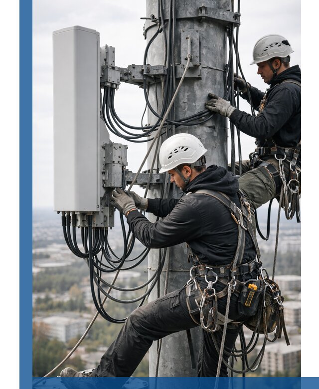 Монтаж оборудования связи на мачте в Вольске с пусконаладкой