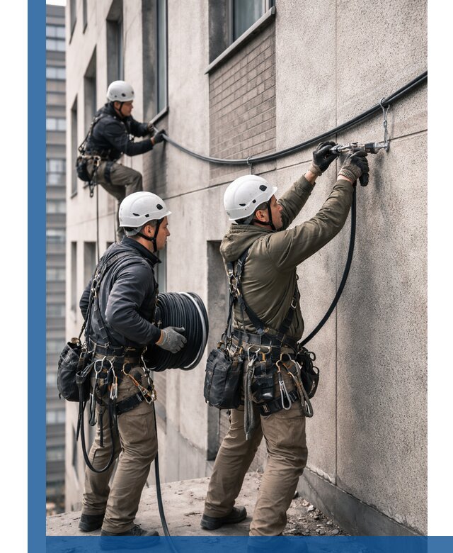 Прокладка кабеля по фасаду в Вольске, профессиональный монтаж