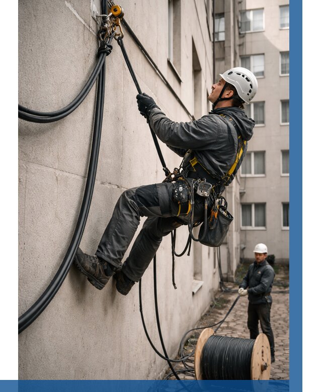 Протяжка кабеля питания на высоте в Вольске от 456 р. | ВЫСОТНИК-Вль