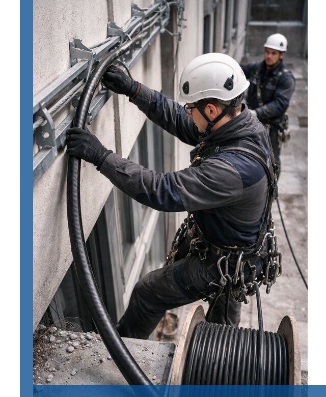 Протяжка кабеля питания на высоте в Вольске с гарантией безопасности и качества