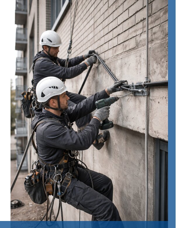 Крепление кабеля на фасаде в Вольске от 354 р. | ВЫСОТНИК-Вль