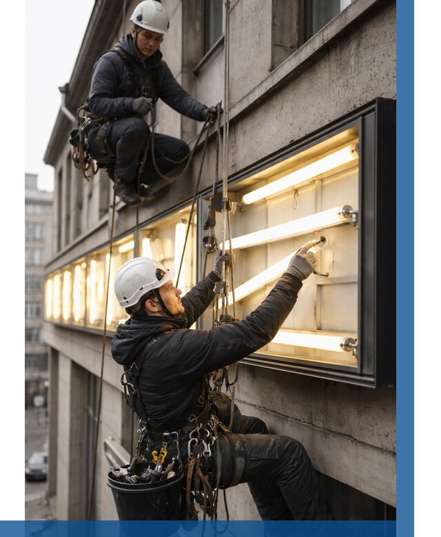 Замена ламп в вывеске в Вольске под ключ от 3544 р. | ВЫСОТНИК-Вль