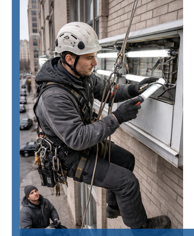 Профессиональная замена ламп в наружной вывеске в Вольске