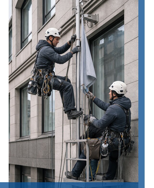 Установка флагов на фасаде в Вольске от 4557 р. | ВЫСОТНИК-Вль