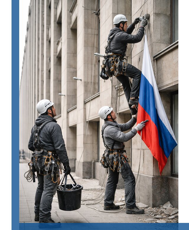 Профессиональная установка флагов на фасаде в Вольске