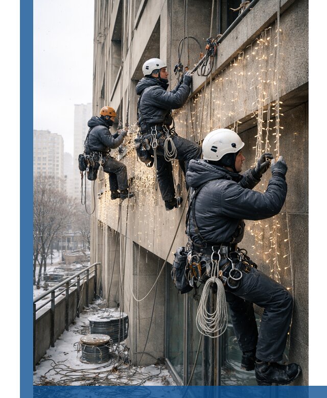 Монтаж новогодней иллюминации и украшение фасадов в Вольске