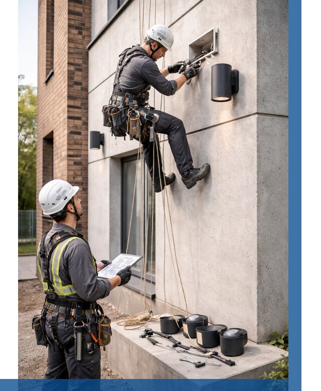 Монтаж фасадного освещения в Вольске от 2532 р. | ВЫСОТНИК-Вль