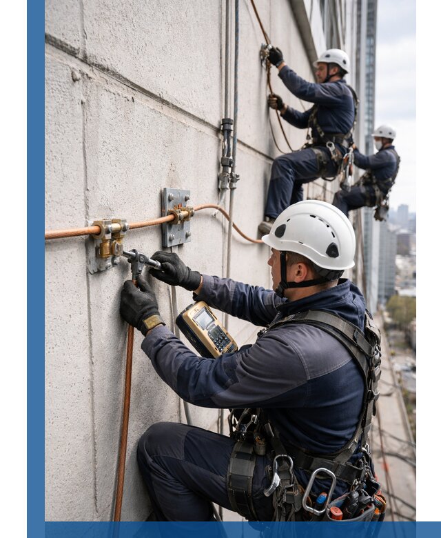 Монтаж системы заземления здания и молниезащиты в Вольске