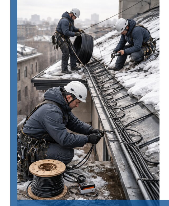 Монтаж греющего кабеля на кровле в Вольске под ключ