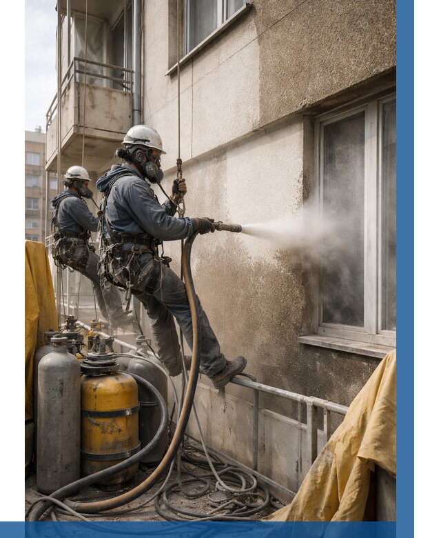 Пескоструйная очистка фасада в Вольске от 658 р. | ВЫСОТНИК-Вль